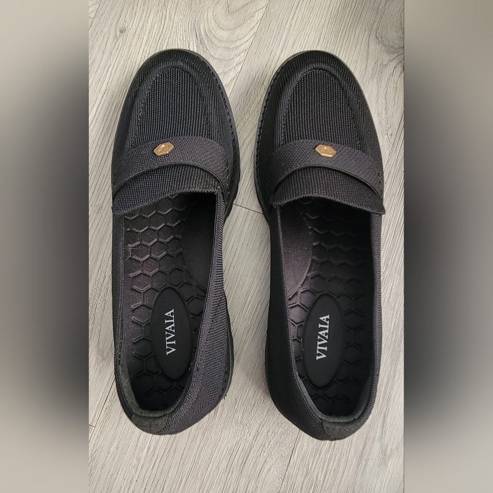 Vivaia Francesca Black Round-Toe Platform Chunky Heel Penny Loafers, US 11 EU 43 - Picture 14 of 16